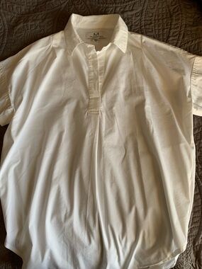 Magaschoni White Short-Sleeve Popover Polo